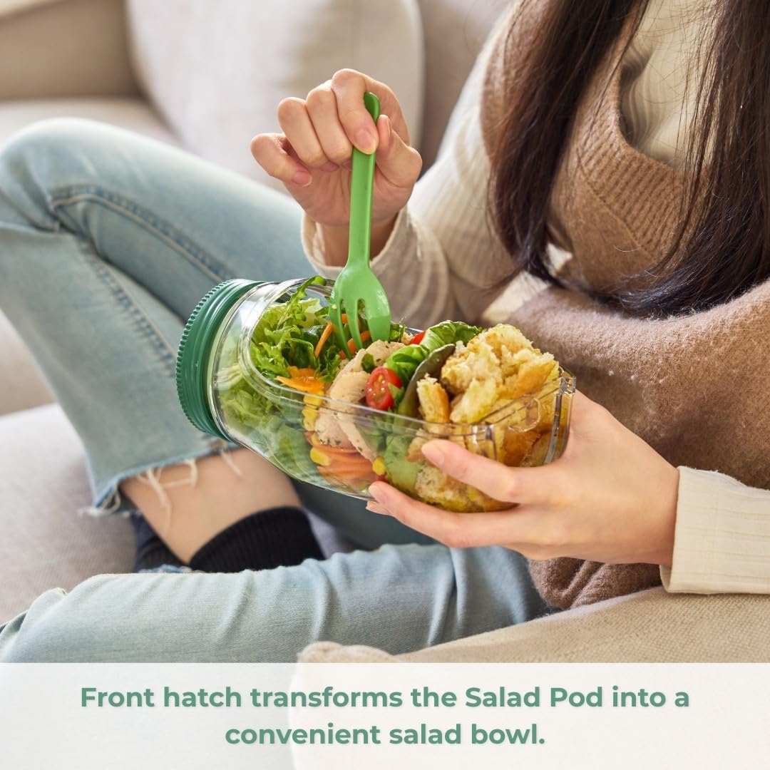 ✨ 2-Pack Portable Salad Jars | Vertical Layering, Leakproof, Lid-to-Bowl Design 🥫