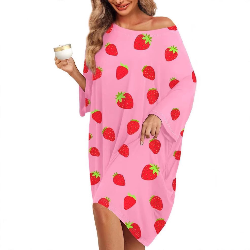 👚 Plus Size Women's Nightgown – Short-Sleeve, Pockets, Cozy Home Essential! ✨