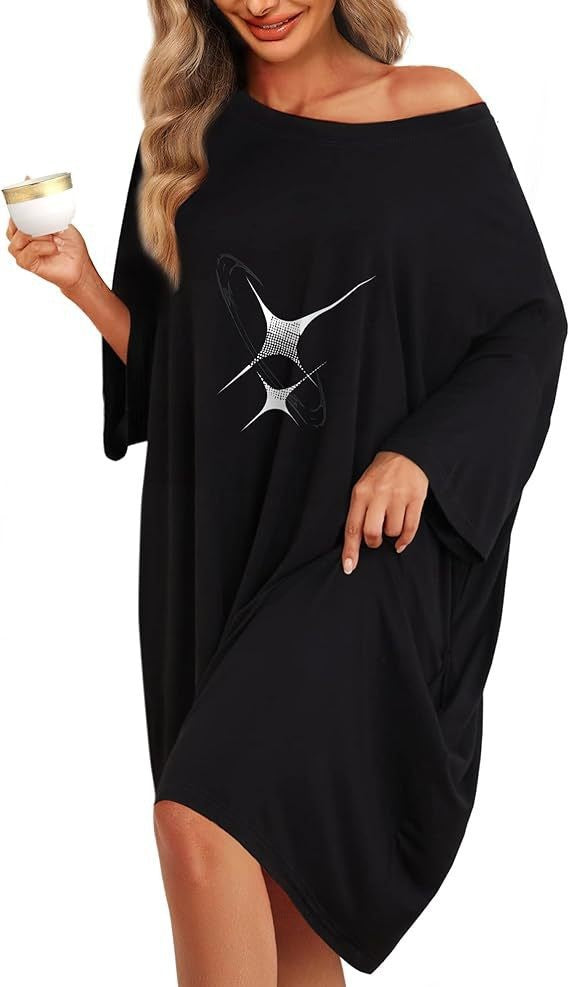 👚 Plus Size Women's Nightgown – Short-Sleeve, Pockets, Cozy Home Essential! ✨