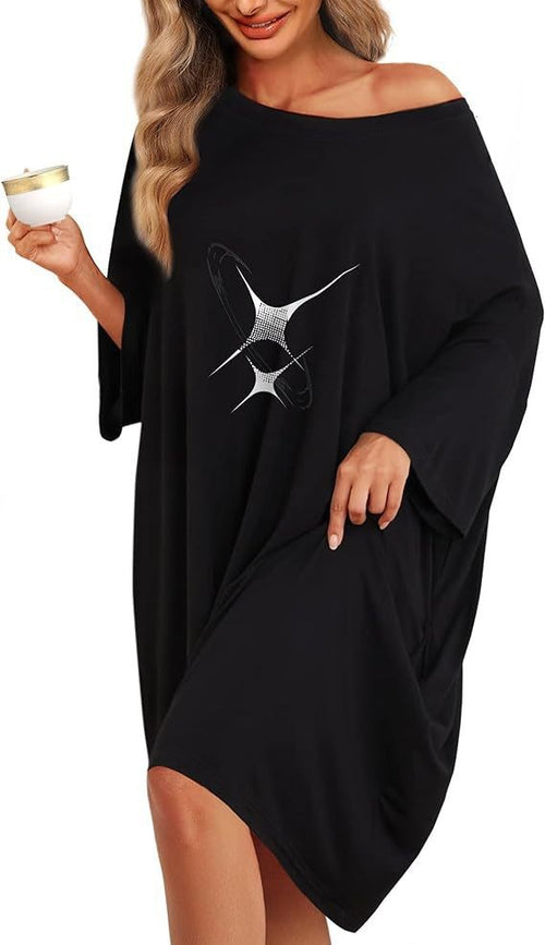 👚 Plus Size Women's Nightgown – Short-Sleeve, Pockets, Cozy Home Essential! ✨