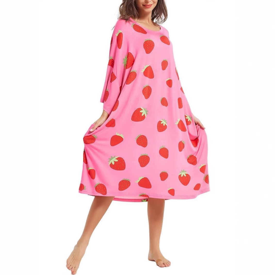 👚 Plus Size Women's Nightgown – Short-Sleeve, Pockets, Cozy Home Essential! ✨