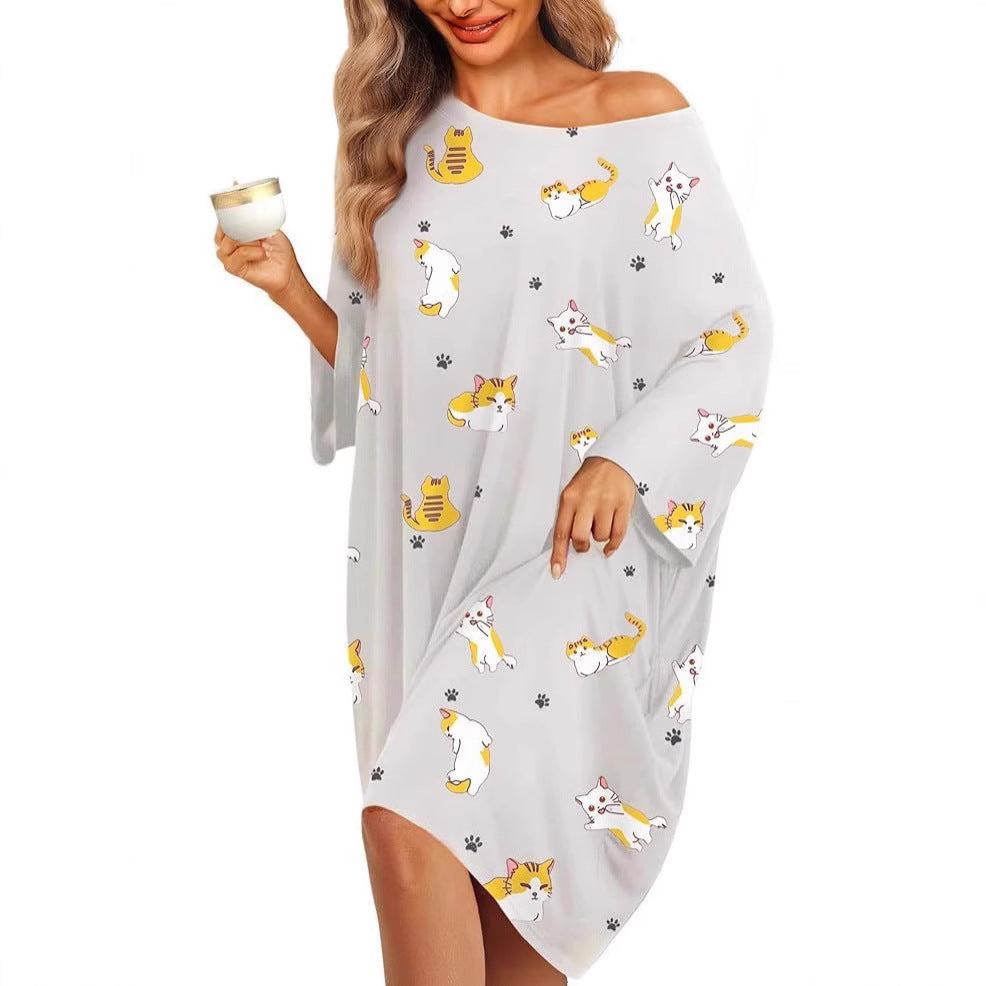 👚 Plus Size Women's Nightgown – Short-Sleeve, Pockets, Cozy Home Essential! ✨
