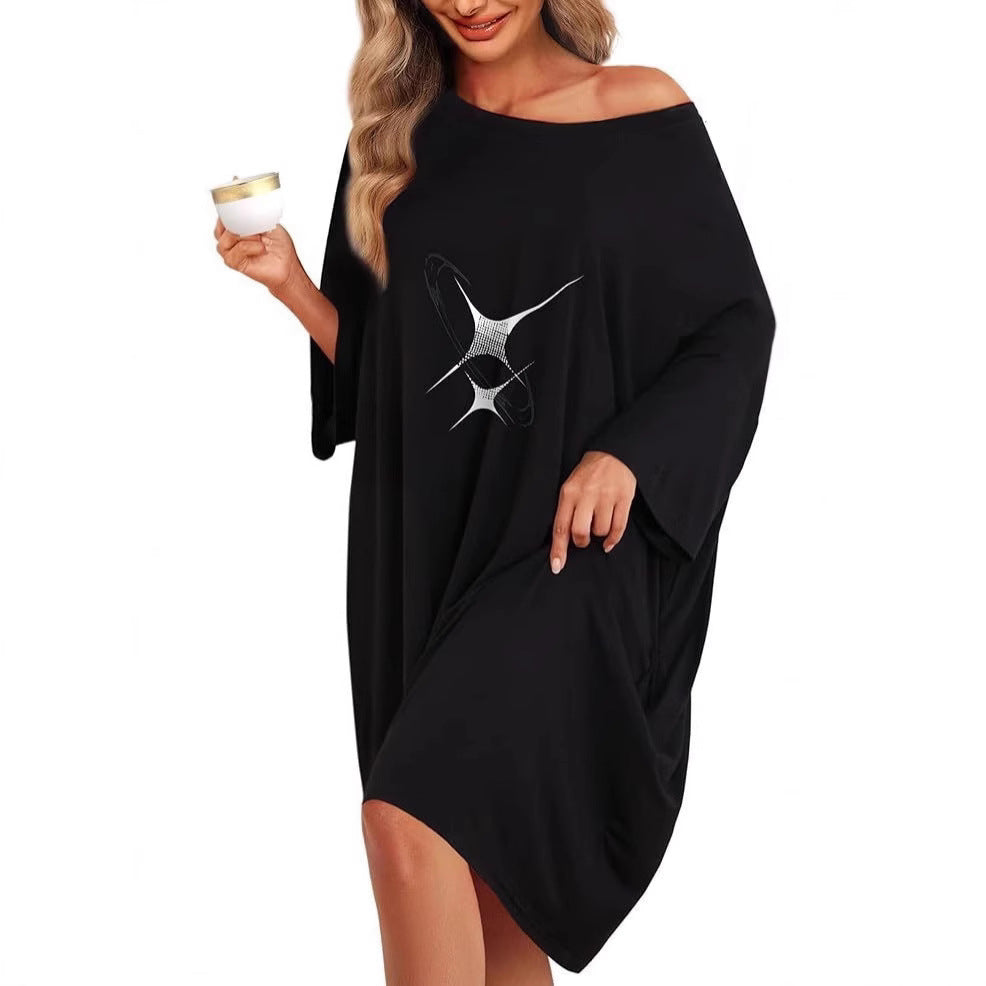 👚 Plus Size Women's Nightgown – Short-Sleeve, Pockets, Cozy Home Essential! ✨