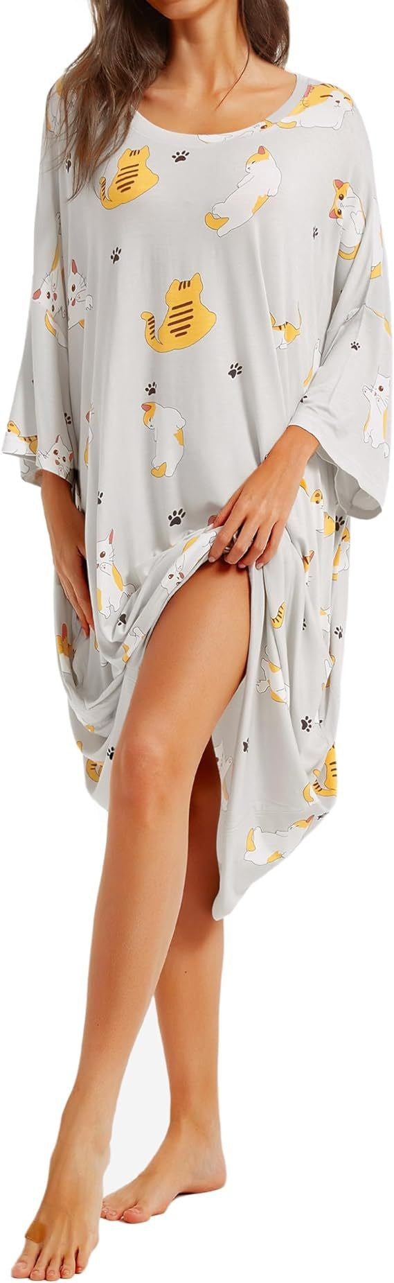 👚 Plus Size Women's Nightgown – Short-Sleeve, Pockets, Cozy Home Essential! ✨