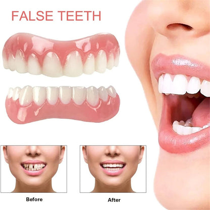 😁 Universal Fake Teeth – All-Age Use, For Eating/Whitening, Covers Gaps/Cavities! ✨
