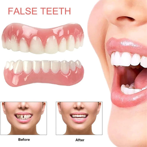 😁 Universal Fake Teeth – All-Age Use, For Eating/Whitening, Covers Gaps/Cavities! ✨