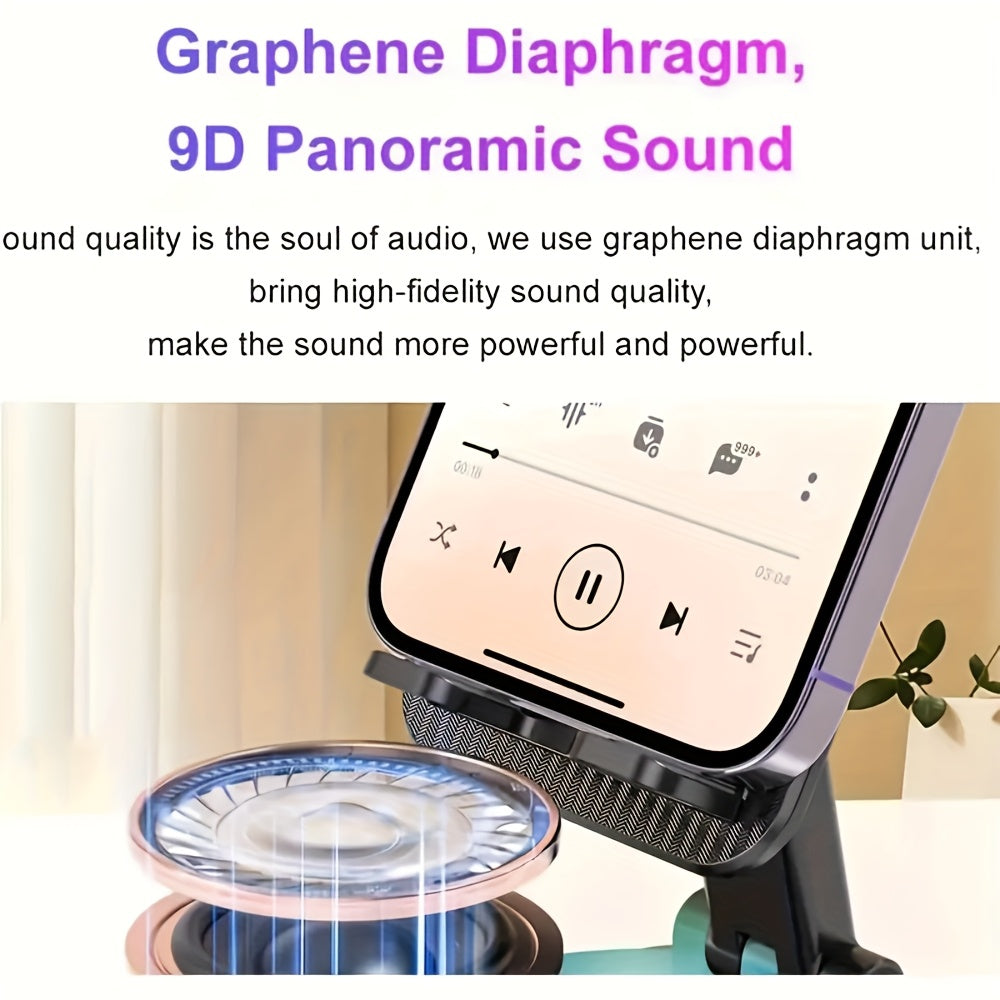 📱 5-in-1 Wireless Phone Stand – 360° Adjust, HD Sound, Mic & Remote (Tablets/Androids)! ✨