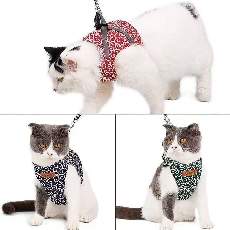 🔥Cat Dogs Vest Harness and Leash Anti-break Away Chest Strap Cat Clothes👍