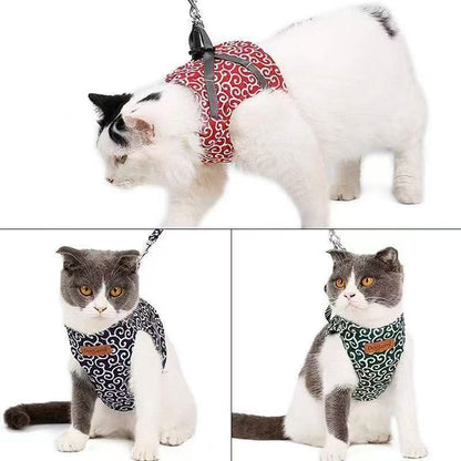 🔥Cat Dogs Vest Harness and Leash Anti-break Away Chest Strap Cat Clothes👍