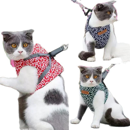 🔥Cat Dogs Vest Harness and Leash Anti-break Away Chest Strap Cat Clothes👍