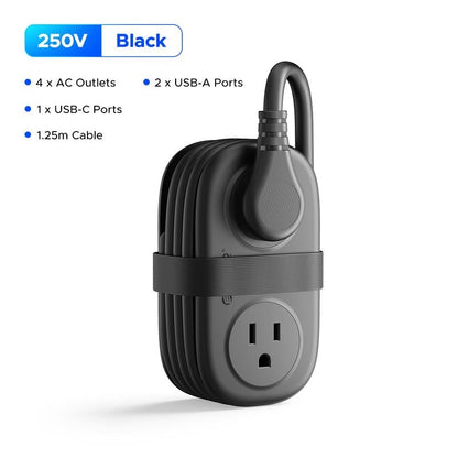 Travel Power Strip. ORICO 4 Outlets 3 USB Ports (1 USB C) with 4FT Wrapped Short Extension Cord Small Power Strip