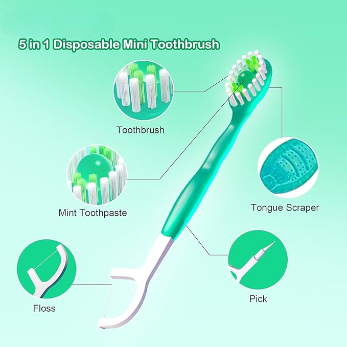 🎁5 in 1 Mini Toothbrush & Floss & Tongue Scraper & Toothpick Set