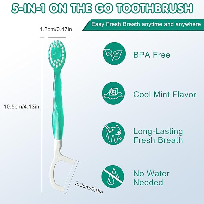 🎁5 in 1 Mini Toothbrush & Floss & Tongue Scraper & Toothpick Set