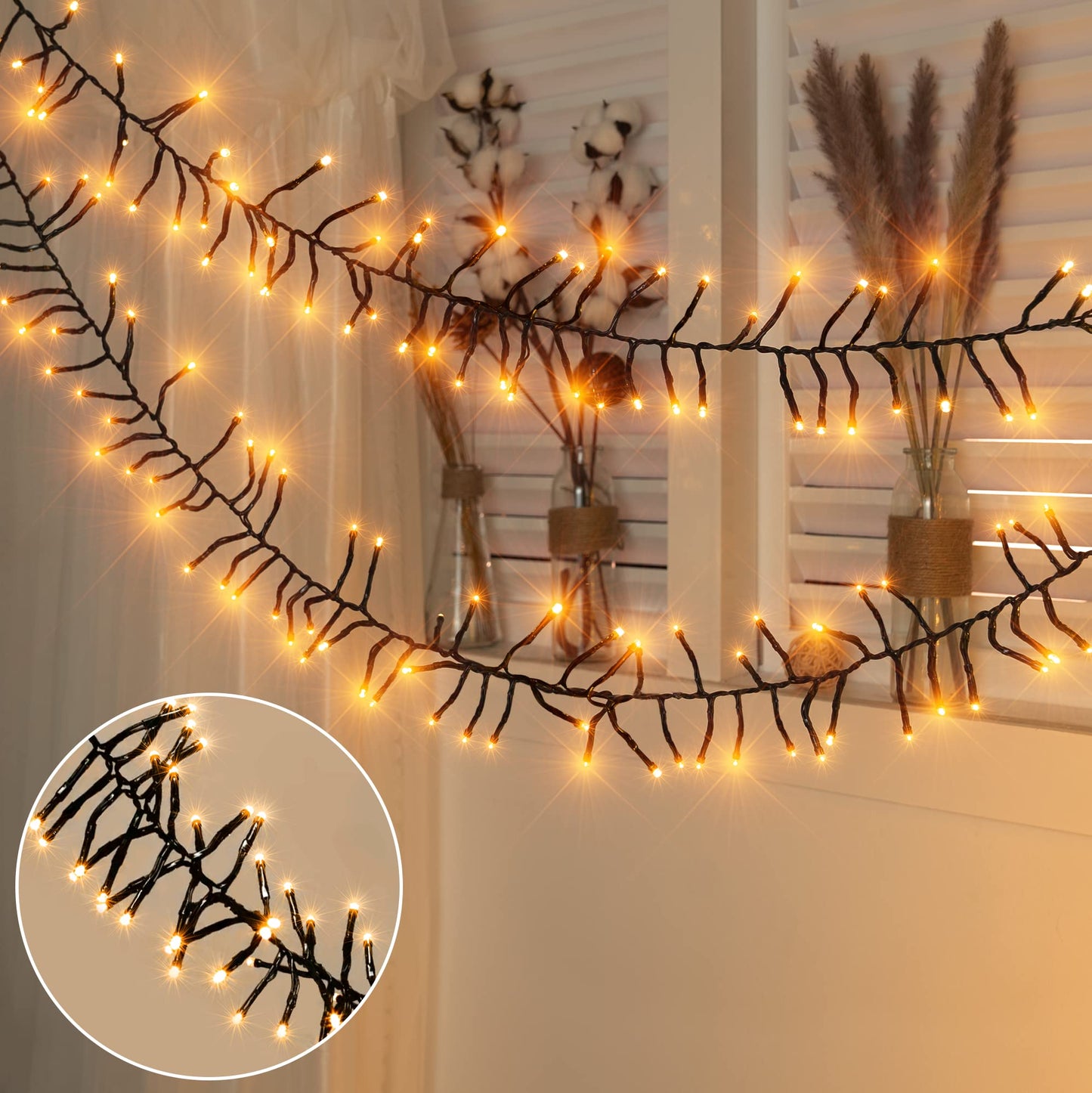 🎅 Waterproof Cluster Christmas Lights | 4 Brightness Levels, Remote Control ✨