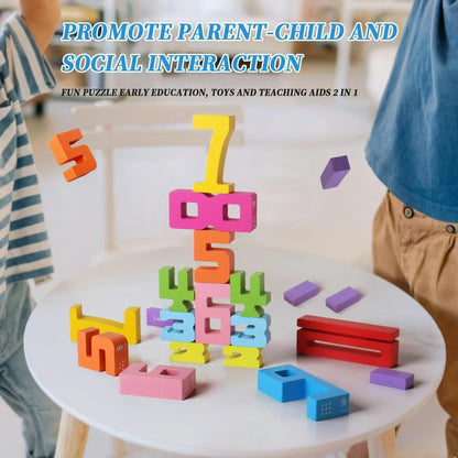 Wooden Number Building Block, Creative Montessori Stacking Toys, Early Educational Toy for Children(1 Box)