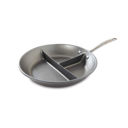 🍳 3-in-1 Divided Skillet – Silver, Cast Aluminum, Fits Gas/Electric Stoves! ✨