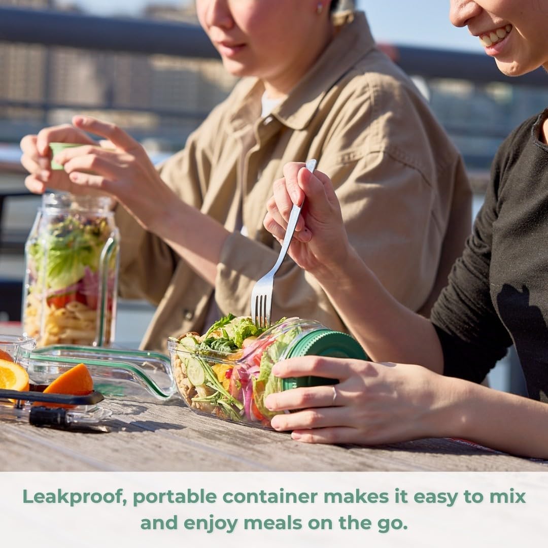 ✨ 2-Pack Portable Salad Jars | Vertical Layering, Leakproof, Lid-to-Bowl Design 🥫