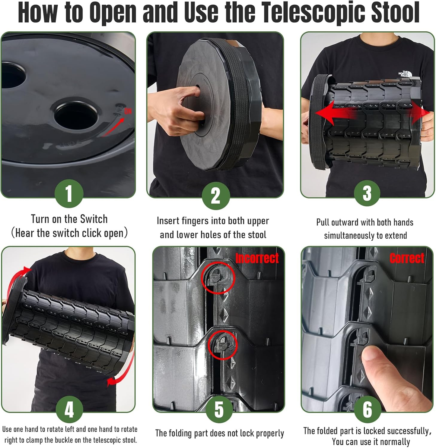 Upgraded folding stool thickened portable folding stool telescopic stool