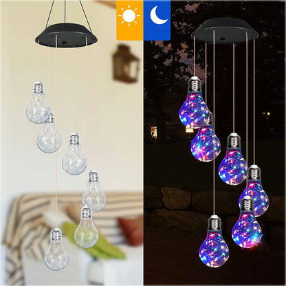 (🔥2025 BEST GIFT TO FAMILY🔥)Colorful LED Solar-Powered Light Bulb Wind Chimes