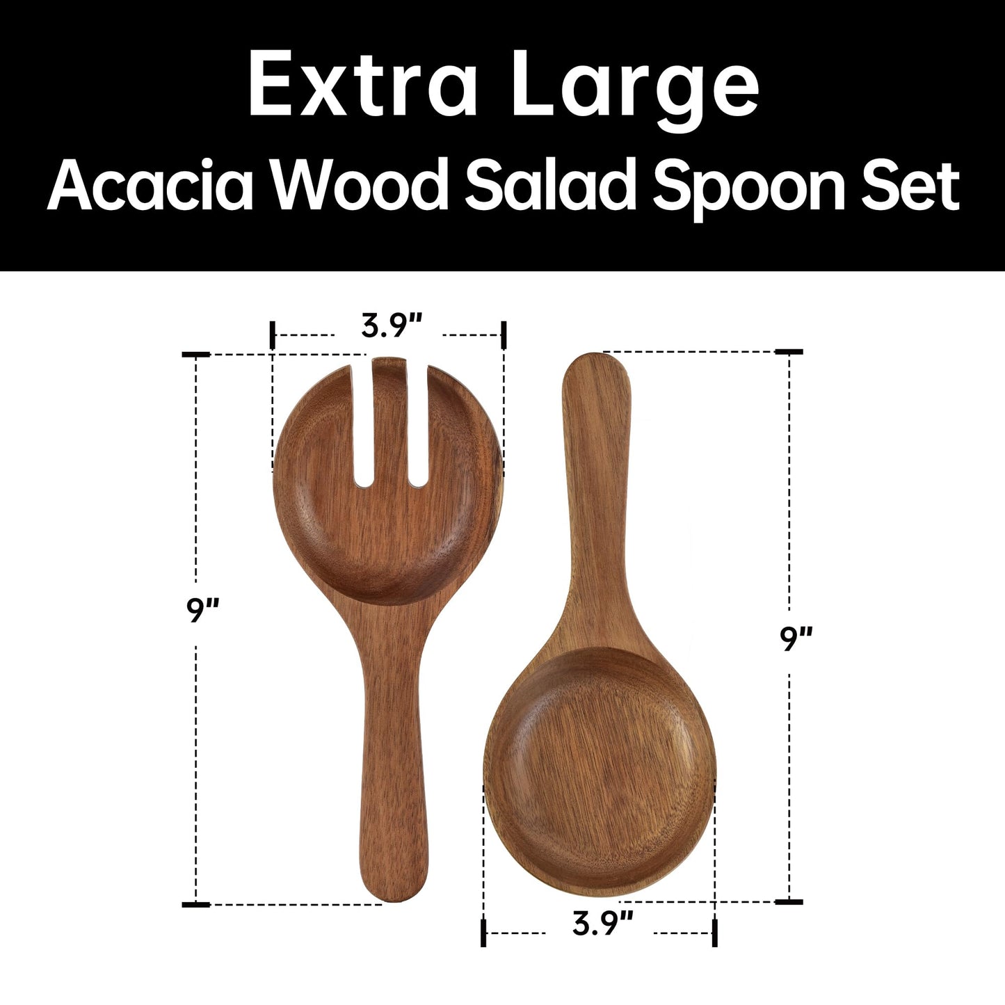 🥗 Extra Large Glass Salad Bowl Set – Party Size, Acacia Wood Base + Serving Tools! ✨
