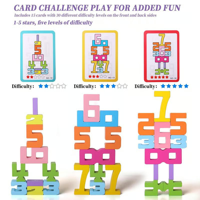 Wooden Number Building Block, Creative Montessori Stacking Toys, Early Educational Toy for Children(1 Box)