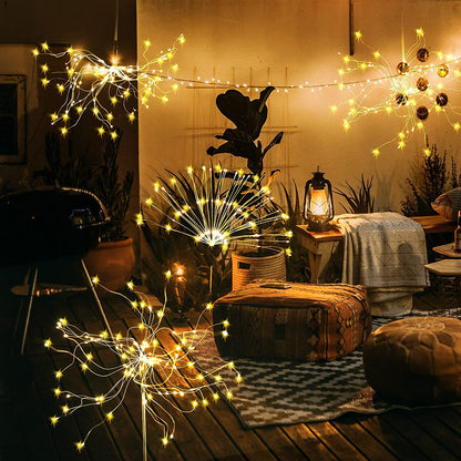 🌞 New LED Solar Firework Lights – Outdoor Waterproof, Dandelion Garden Decor! ✨