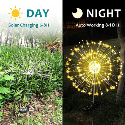 🌞 New LED Solar Firework Lights – Outdoor Waterproof, Dandelion Garden Decor! ✨