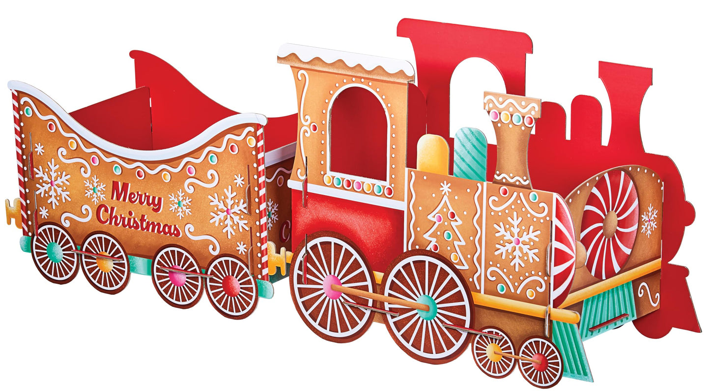 🚂 Christmas Train Gift Holder – Festive Cardboard Toy, 1200GSM + 83 Alphabet Stickers! ✨