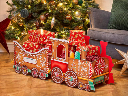 🚂 Christmas Train Gift Holder – Festive Cardboard Toy, 1200GSM + 83 Alphabet Stickers! ✨