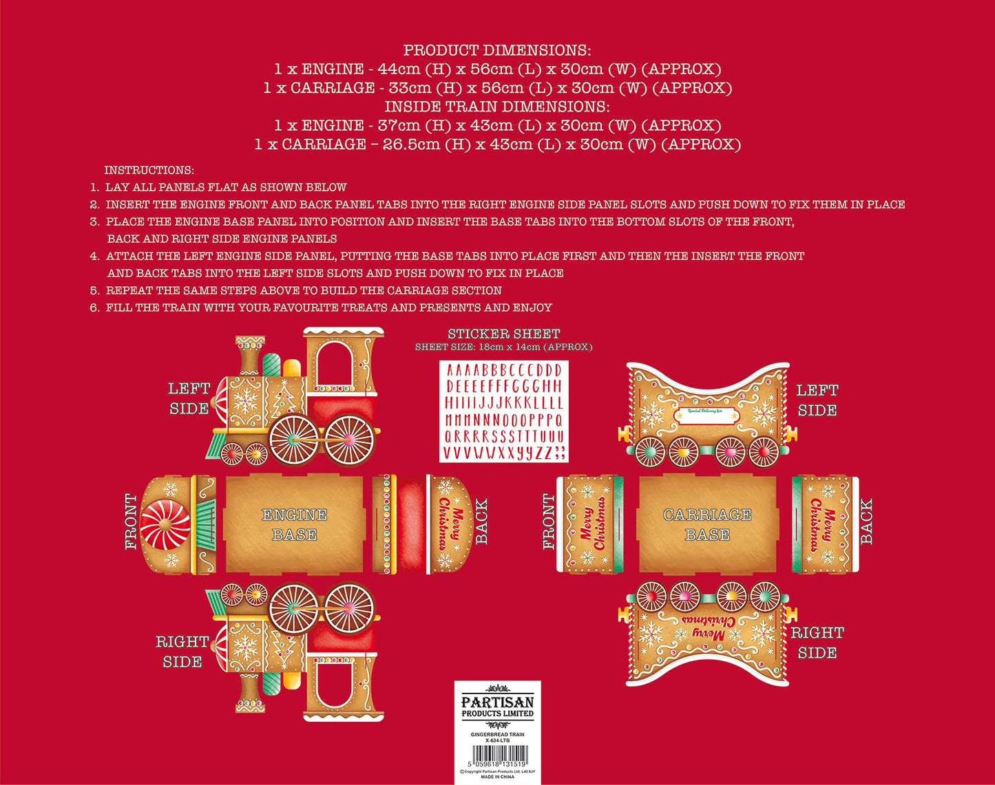 🚂 Christmas Train Gift Holder – Festive Cardboard Toy, 1200GSM + 83 Alphabet Stickers! ✨