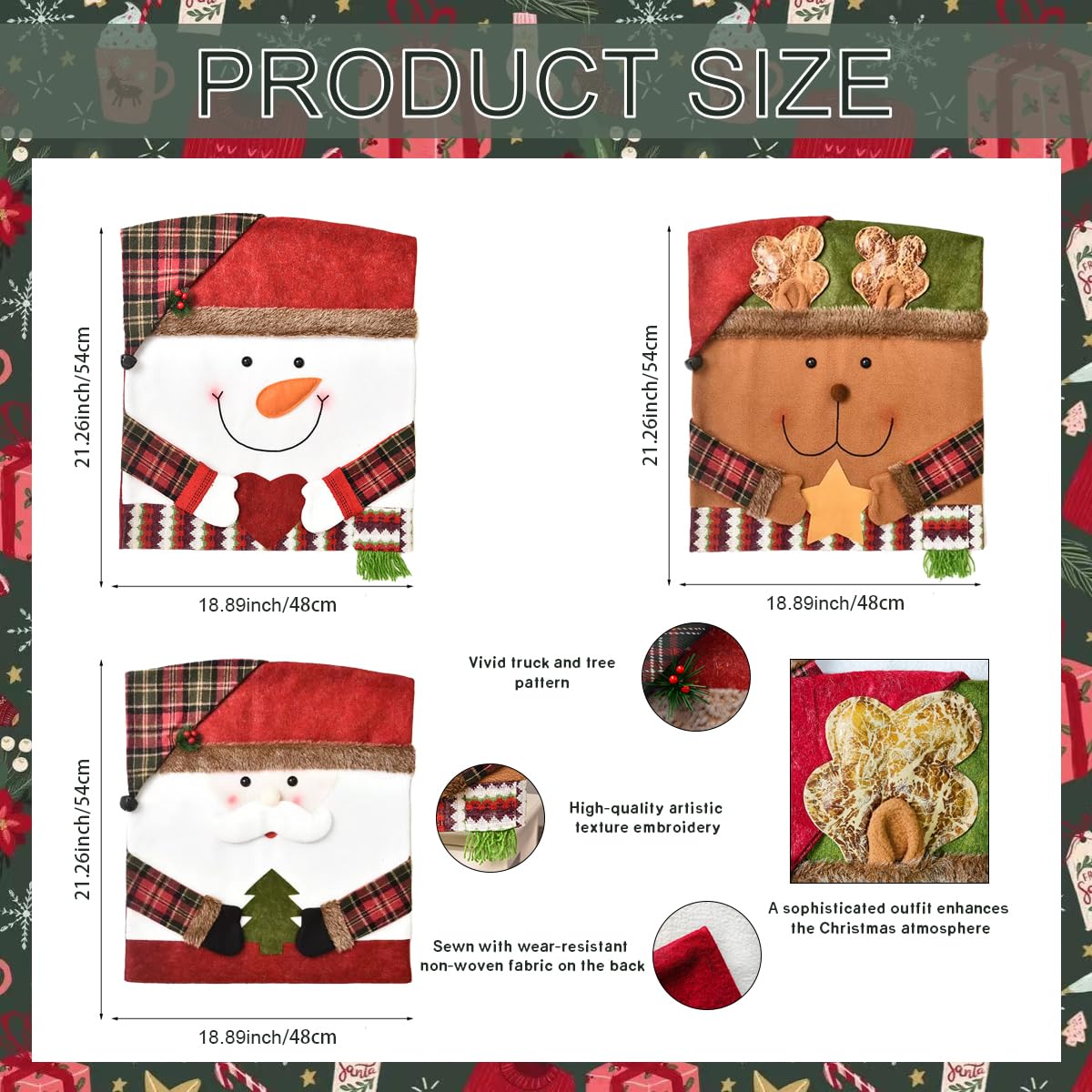 🎅 6-Pack Christmas Chair Covers – Santa/Snowman Design, Holiday Dining Decor! ✨