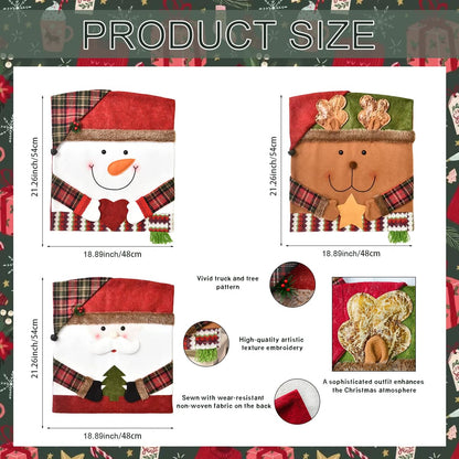 🎅 6-Pack Christmas Chair Covers – Santa/Snowman Design, Holiday Dining Decor! ✨