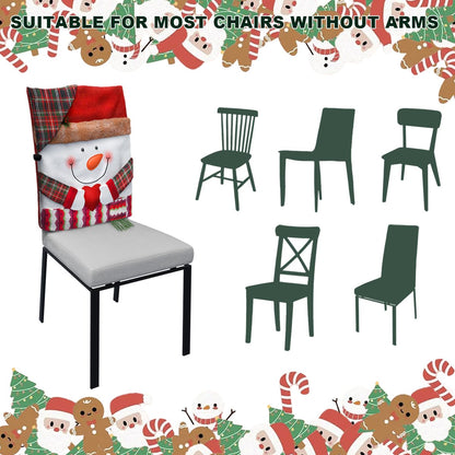 🎅 6-Pack Christmas Chair Covers – Santa/Snowman Design, Holiday Dining Decor! ✨