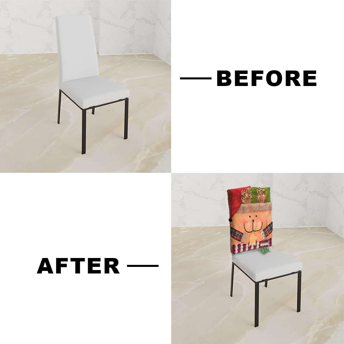 🎅 6-Pack Christmas Chair Covers – Santa/Snowman Design, Holiday Dining Decor! ✨