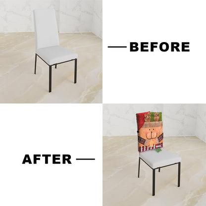 🎅 6-Pack Christmas Chair Covers – Santa/Snowman Design, Holiday Dining Decor! ✨