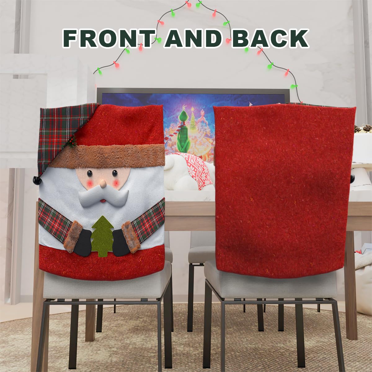 🎅 6-Pack Christmas Chair Covers – Santa/Snowman Design, Holiday Dining Decor! ✨