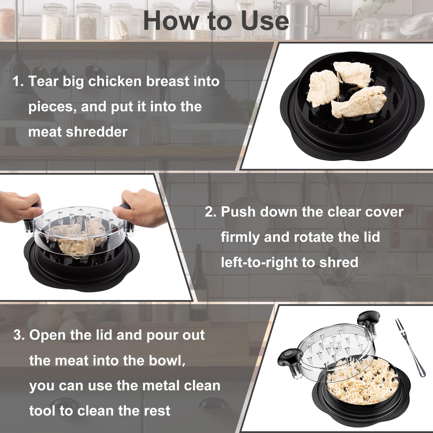 ✨ Meat Shredder Machine | Shreds Chicken/Pork/Beef in Seconds, Dishwasher Safe 🥩