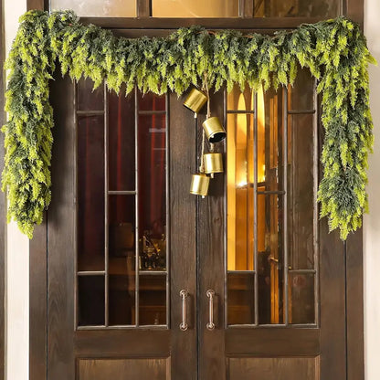 1.8 meters (45 heads)🎅 Pine Leaf Christmas Garland – Festive Decor for Table, Fireplace, Holiday Must-Have! 🌟