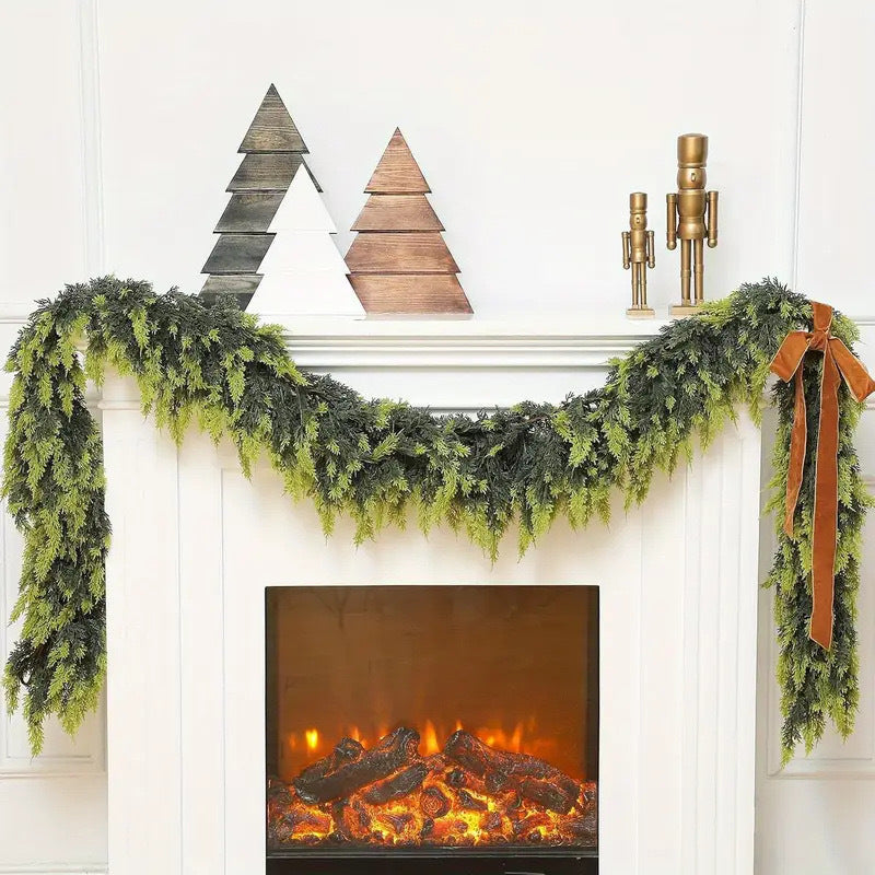 1.8 meters (45 heads)🎅 Pine Leaf Christmas Garland – Festive Decor for Table, Fireplace, Holiday Must-Have! 🌟