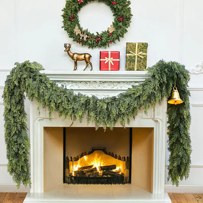 1.8 meters (45 heads)🎅 Pine Leaf Christmas Garland – Festive Decor for Table, Fireplace, Holiday Must-Have! 🌟