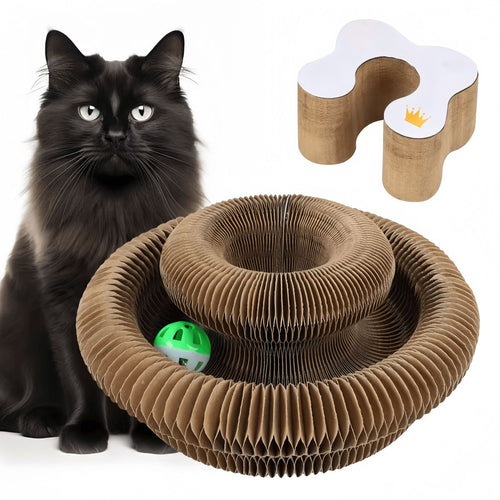 🐱 Accordion Cat Scratcher Bed – Durable, Non-Shedding, Self-Play Toy! ✨