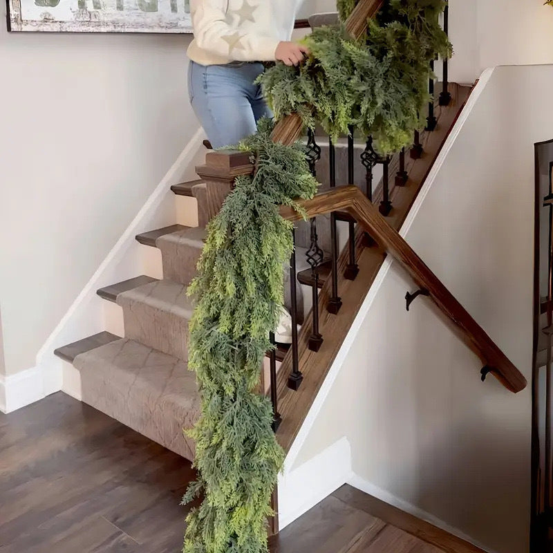 1.8 meters (45 heads)🎅 Pine Leaf Christmas Garland – Festive Decor for Table, Fireplace, Holiday Must-Have! 🌟