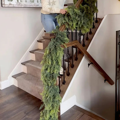 1.8 meters (45 heads)🎅 Pine Leaf Christmas Garland – Festive Decor for Table, Fireplace, Holiday Must-Have! 🌟