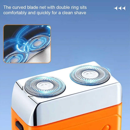 🪒 Mini Portable Electric Shaver – 2025 Upgrade Double Head, 360° Rotary, Wet/Dry Waterproof (Silver-Orange)! ✨