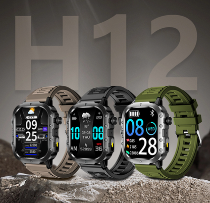 ⌚ New H12 Smart Watch – Wireless Charging, Outdoor Flashlight, Heart Rate Monitor! ✨