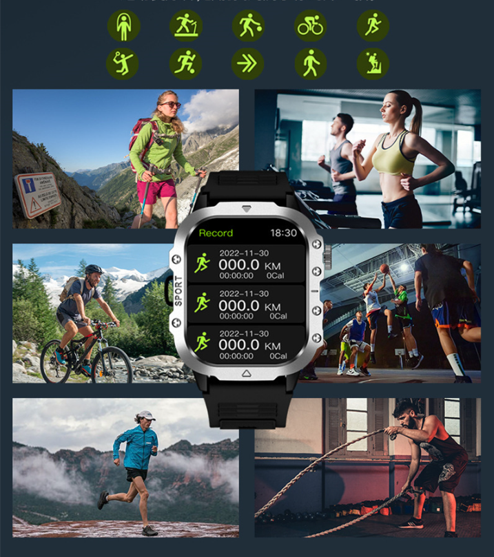 ⌚ New H12 Smart Watch – Wireless Charging, Outdoor Flashlight, Heart Rate Monitor! ✨