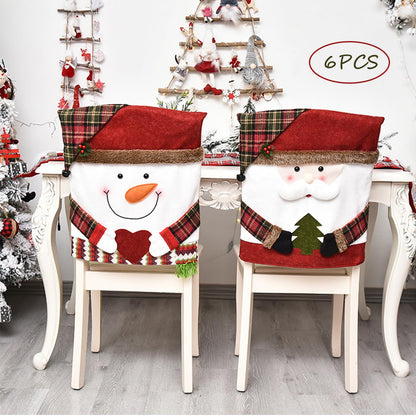 🎅 6-Pack Christmas Chair Covers – Santa/Snowman Design, Holiday Dining Decor! ✨
