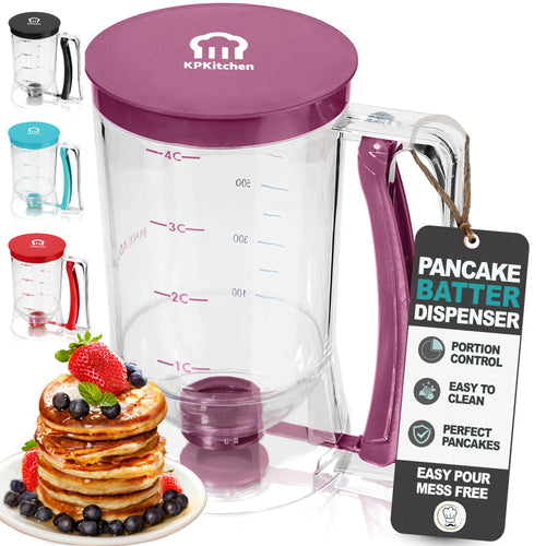 🥞 Purple Pancake Batter Dispenser – 4-Cup, Leak-Free, Dishwasher Safe! ✨