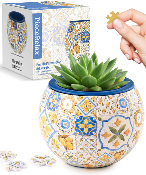 🌵 3D Puzzle Planter – Retro Tile, Danish Folk Style, Succulent/Cactus Pot! ✨