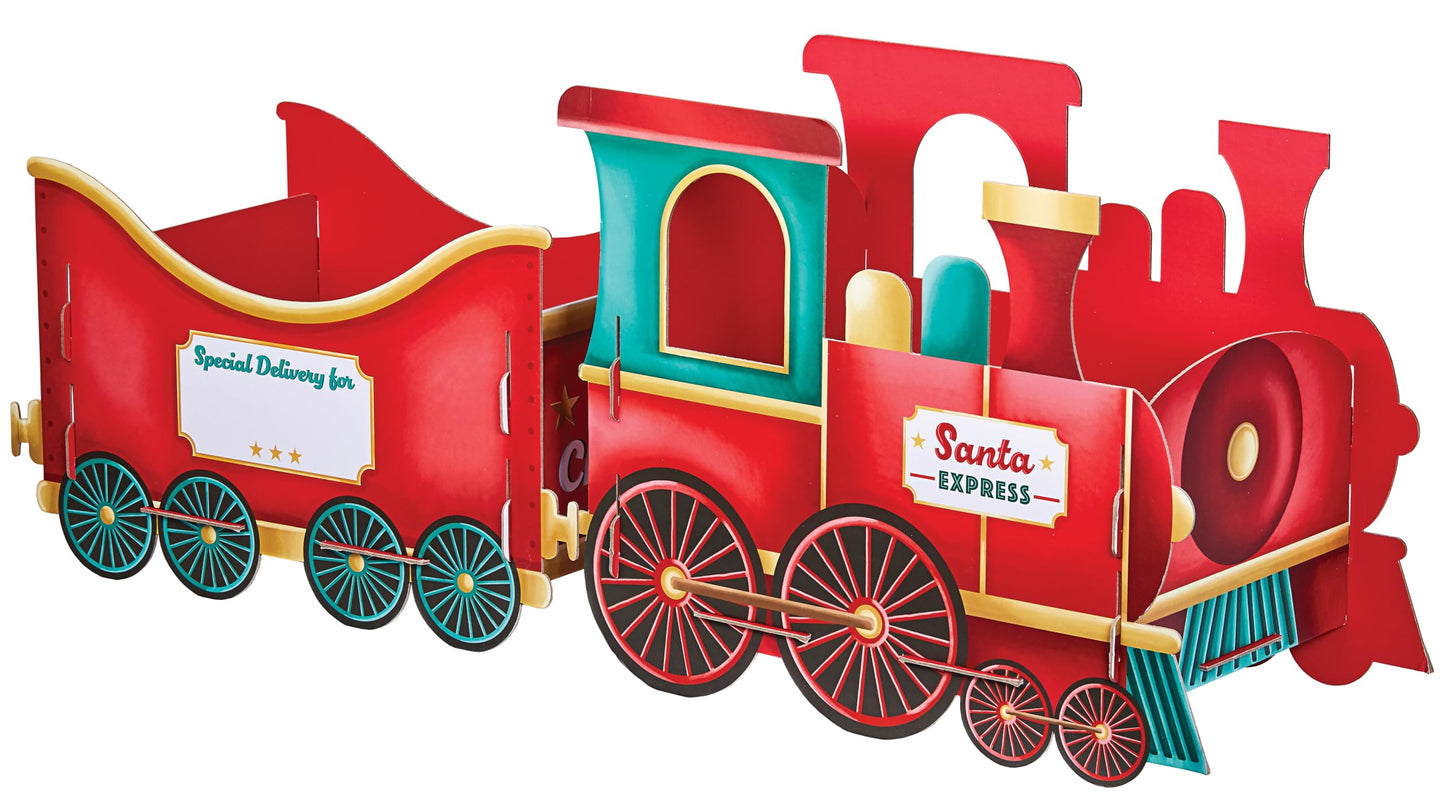🚂 Christmas Train Gift Holder – Festive Cardboard Toy, 1200GSM + 83 Alphabet Stickers! ✨